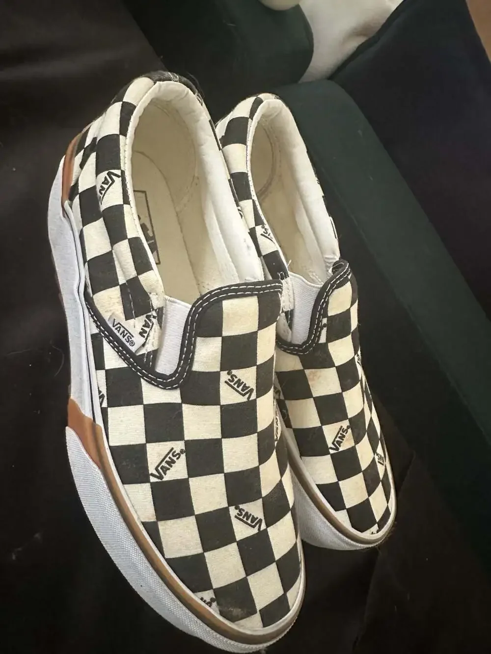Vans Checkerboard Logo platform Slip-On Sneakers with Gum Sole